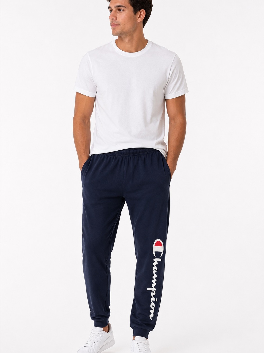 Champion Navy Blue Logo Track Joggers